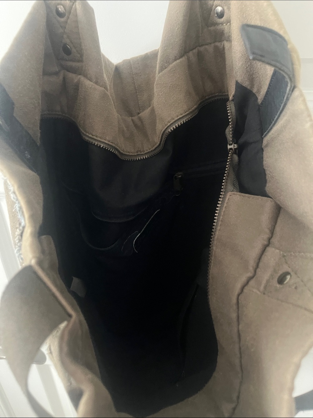 Free People Khaki and Black Patchwork Tote with Embroidered Patches - Picture 11 of 12